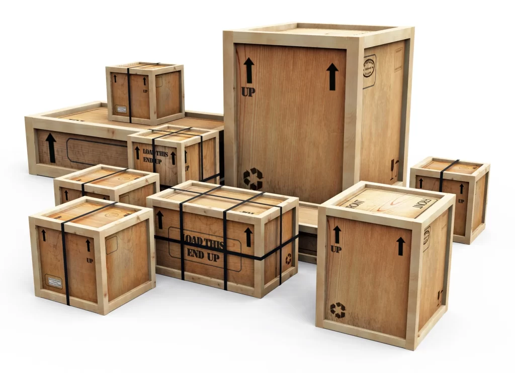 custom-wooden-shipping-crates variety of wooden crates in different sizes